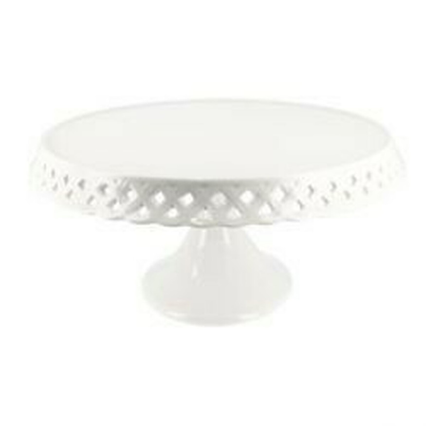 Présentoir à gâteau sur pied en céramique dentelles 25 cm - 