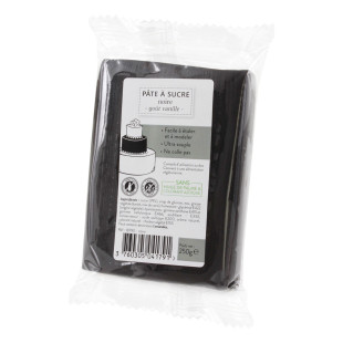 Pâte à sucre sans huile de palme noire 250 gr Pâte à sucre sans huile de palme noire 250 gr