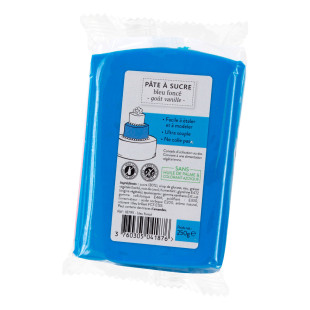 Pâte à sucre sans huile de palme bleu foncé 250 gr Pâte à sucre sans huile de palme bleu foncé 250 gr