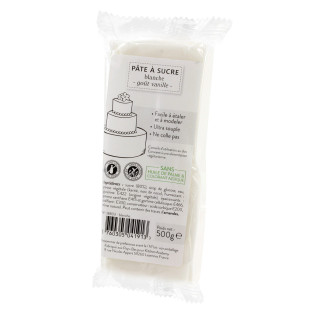 Pâte à sucre sans huile de palme blanche 500 gr Pâte à sucre sans huile de palme blanche 500 gr