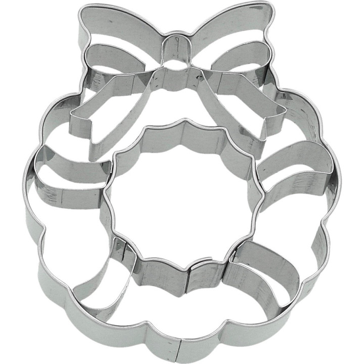 Emporte-pièce en inox de Noël : couronne de Noël 7.5 cm - Bi