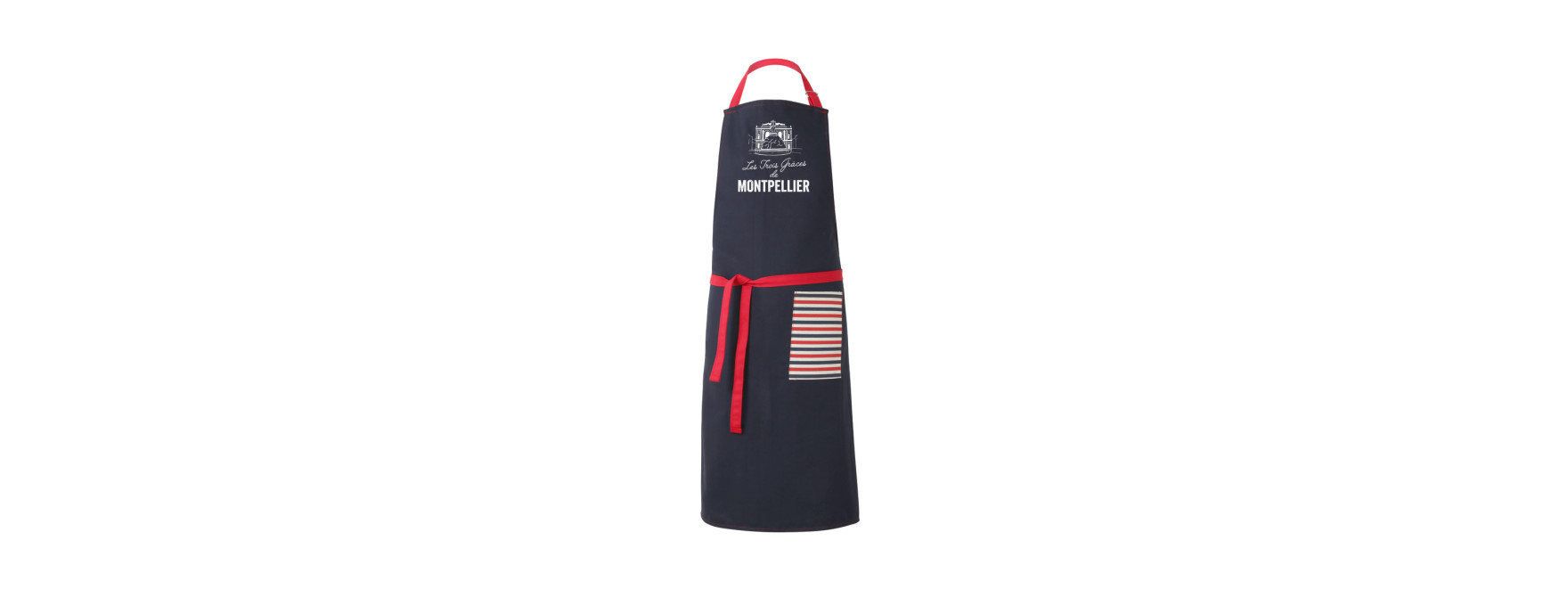 Tablier les 3 graces de Montpellier Marine 100% coton 80 x 1