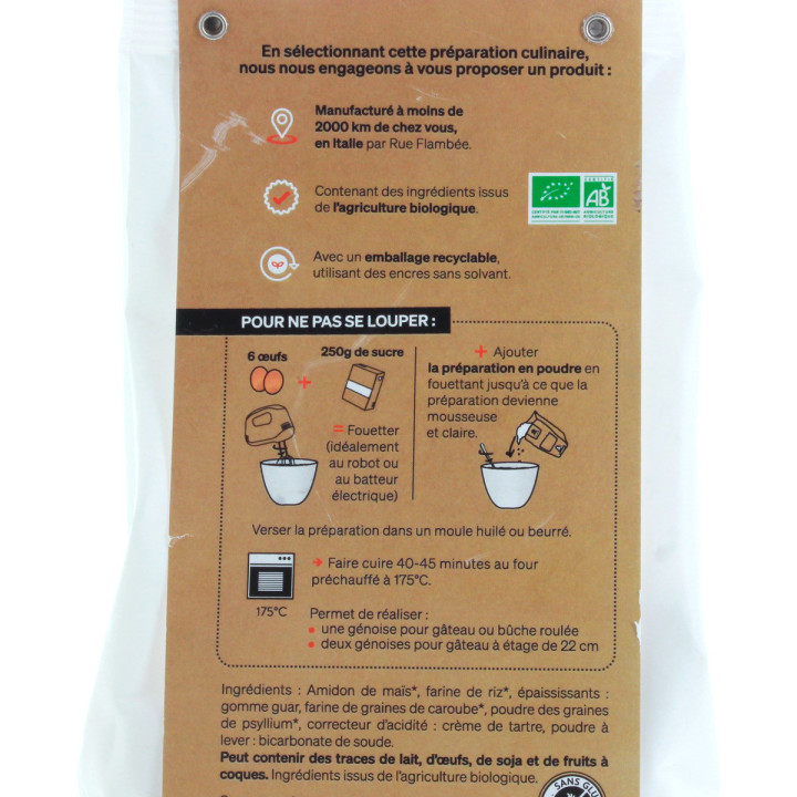 Préparation génoise bio sans gluten 250 gr - Alice Délice