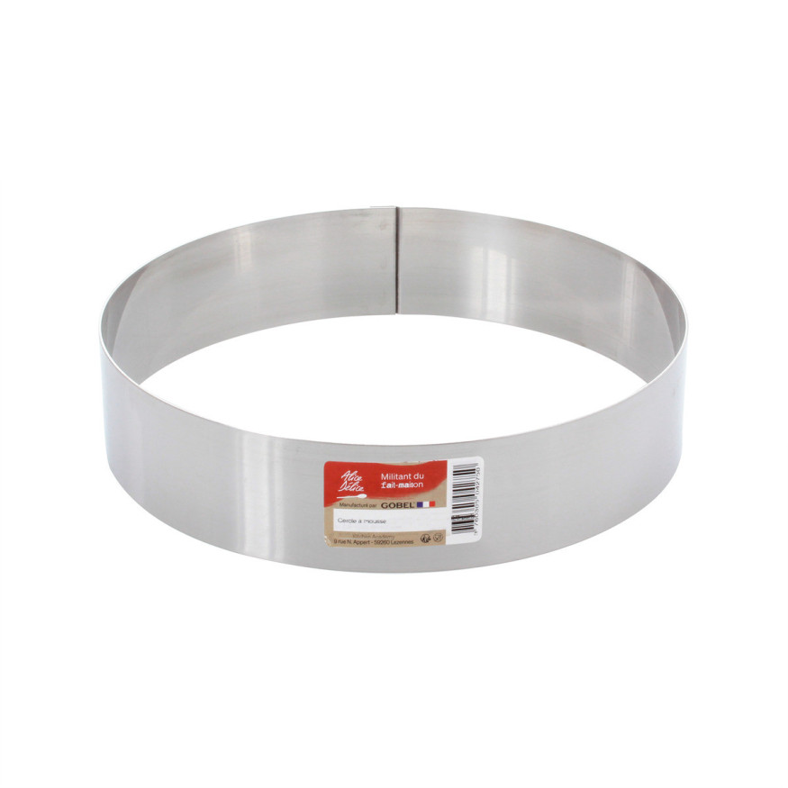Cercle à mousse et entremets en inox 4/6 parts 20 cm hauteur