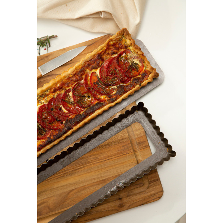 Moule à tarte rectangulaire en métal anti-adhérent 5/6 parts