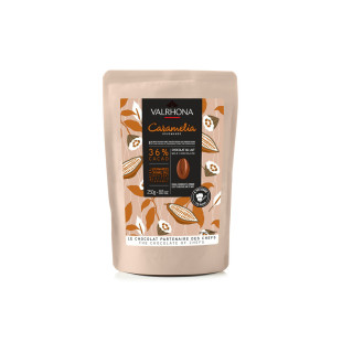 Chocolat au lait et caramel à pâtisser Caramelia 36% 250 gr 