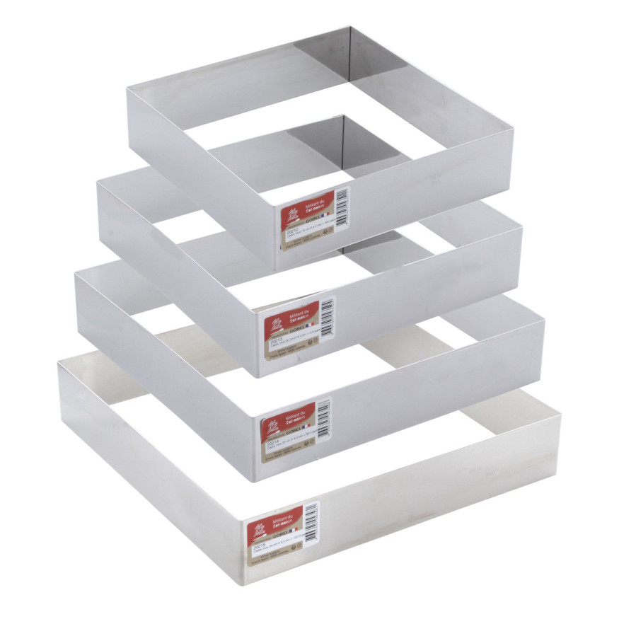 Cadre à pâtisserie carré en inox 24 cm hauteur 4.5 cm - 10/1