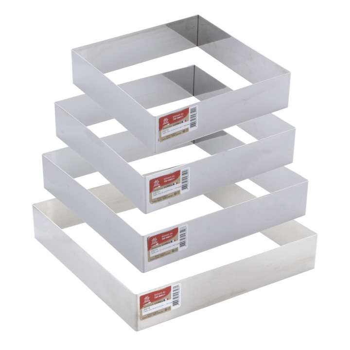 Cadre à pâtisserie carré en inox 24 cm hauteur 4.5 cm - 10/1