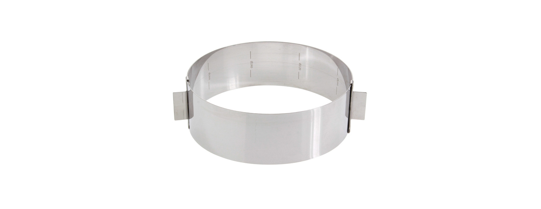 Cercle à pâtisserie extensible en inox de 16 à 28 cm, de 6 à