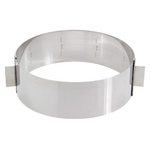 Cercle à pâtisserie extensible en inox de 16 à 28 cm, de 6 à