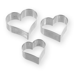 Set de 3 emporte-pièces coeur en inox 4, 5.5 et 6.5 cm - Ali