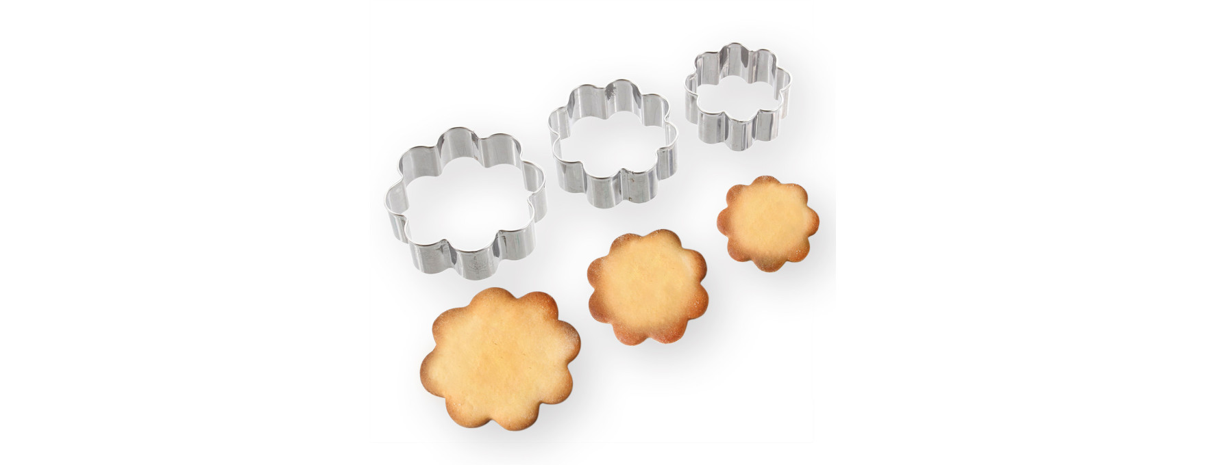 Set de 3 emporte-pièces rosace en inox 5, 6 et 7 cm - Alice 