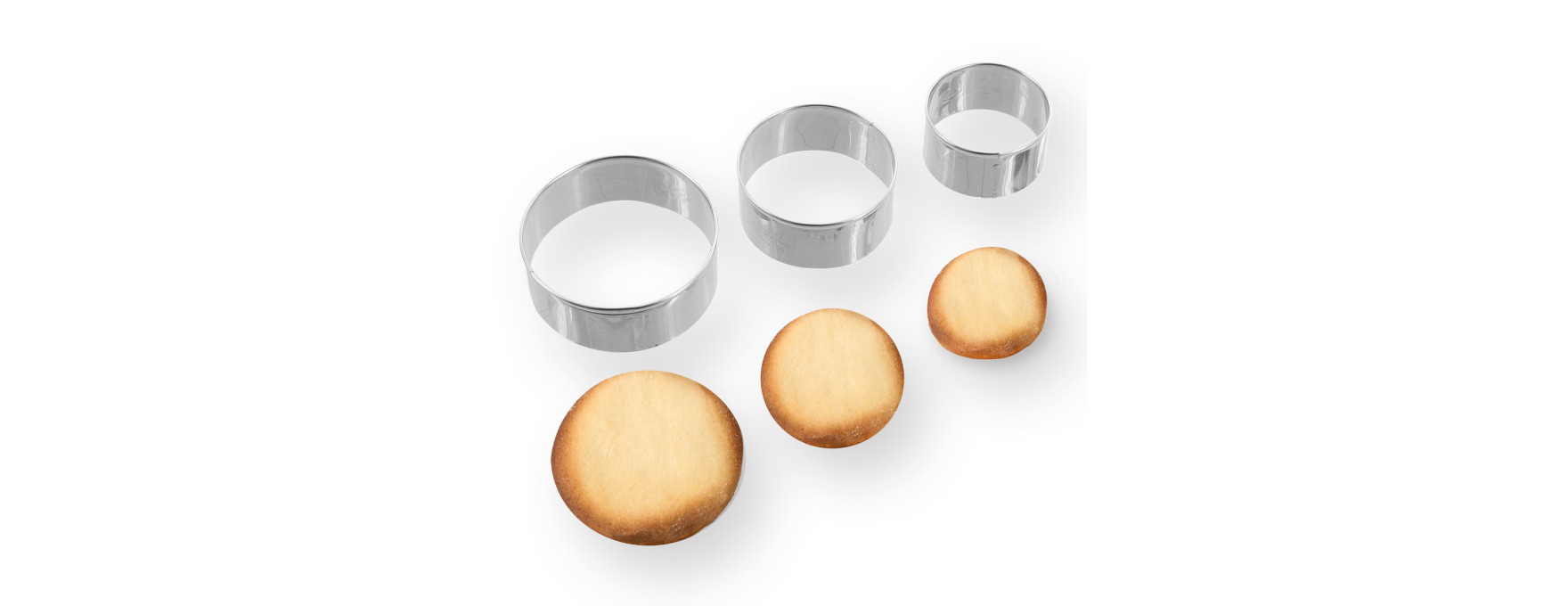 Set de 3 emporte-pièces rond lisse en inox 4, 5 et 6 cm - Al