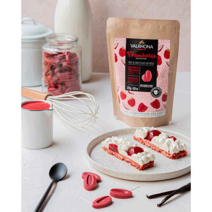 Chocolat à pâtisser inspiration framboise 250 gr - Valrhona