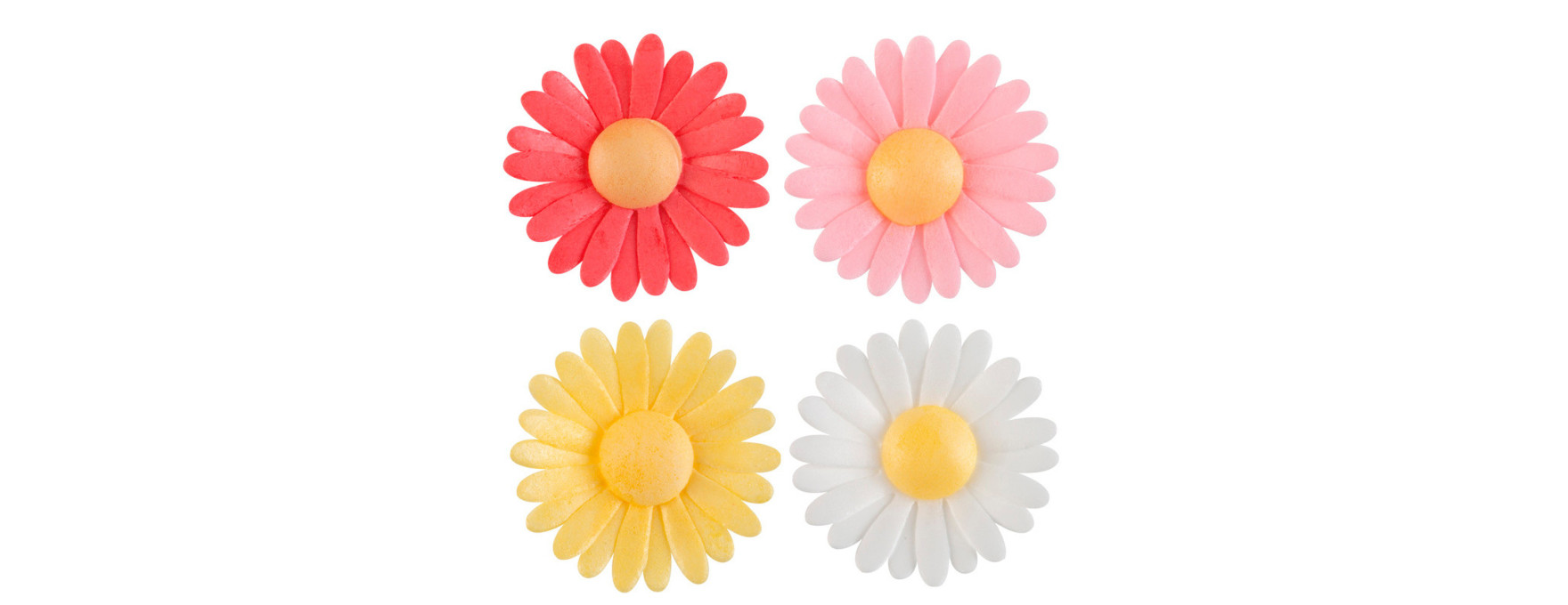 Décor en azyme : 15 marguerites blanches, jaunes, et roses 4