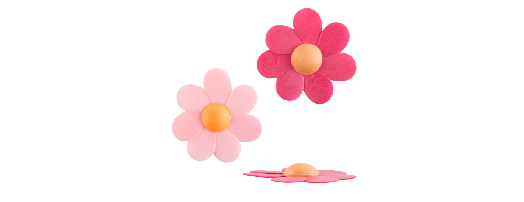 Décor en azyme : 10 grandes fleurs roses 6 cm