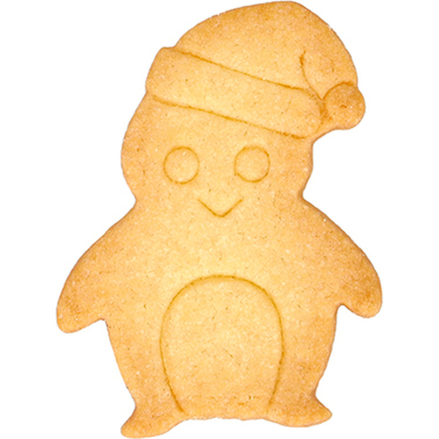 Emporte-pièce en inox de Noël : pingouin avec bonnet 7 cm