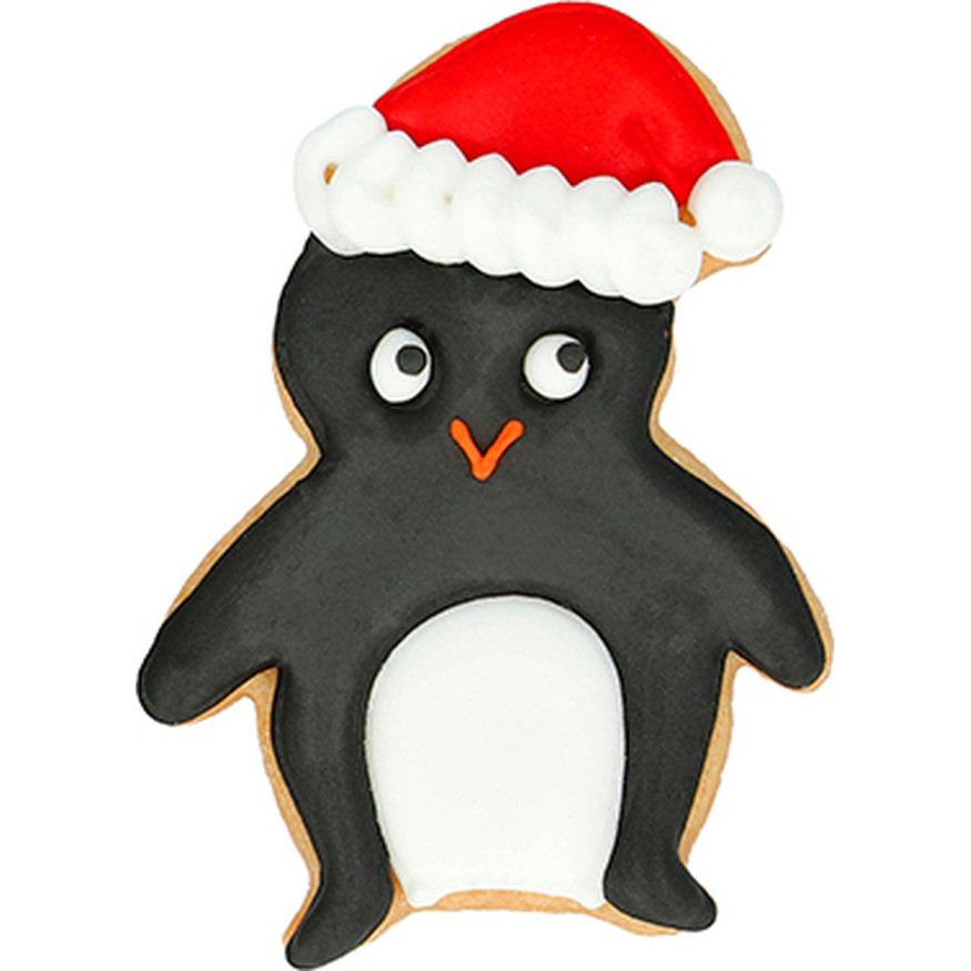 Emporte-pièce en inox de Noël : pingouin avec bonnet 7 cm