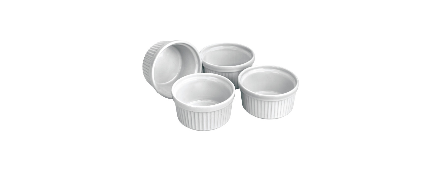 Lot de 4 ramequins en céramique blanche diamètre 9 cm - Ibil