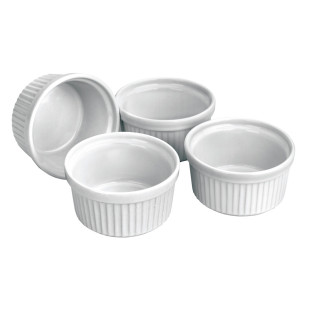 Lot de 4 ramequins en céramique blanche diamètre 9 cm - Ibil