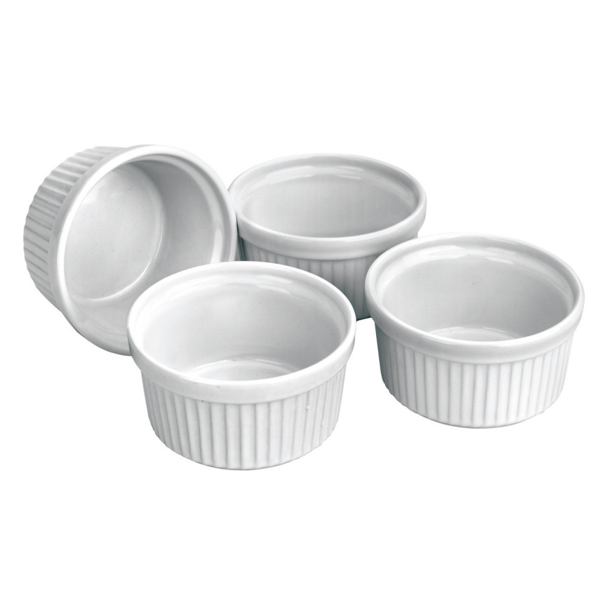 Lot de 4 ramequins en céramique blanche diamètre 9 cm - Ibil