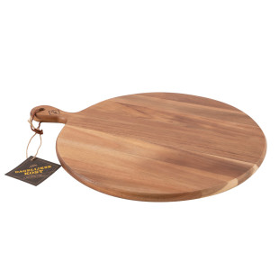 Grande planche de présentation ronde avec poignée en bois d'acacia Grande planche de présentation ronde avec poignée en bois d'acacia