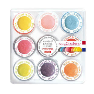 Lot de 9 colorants en poudre classique - Scrapcooking