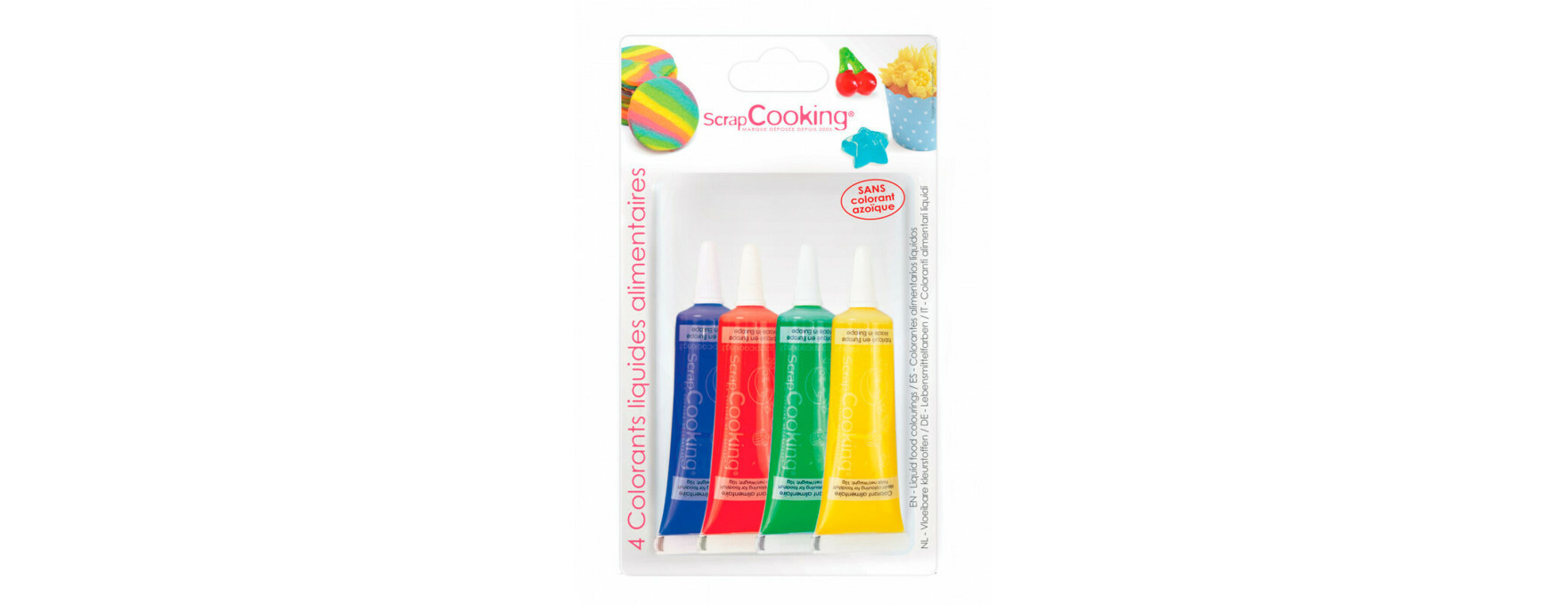 Lot de 4 colorants alimentaires liquide non azoïque - Scrapc