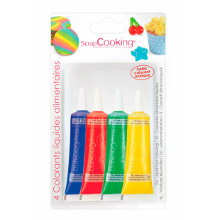 Lot de 4 colorants alimentaires liquide non azoïque - Scrapc