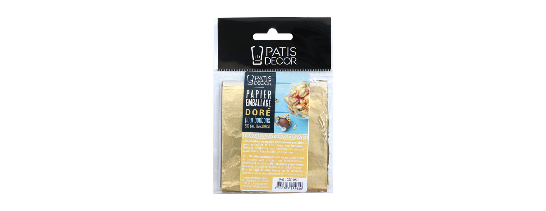 50 feuilles de papier emballage doré pour bonbons et chocola