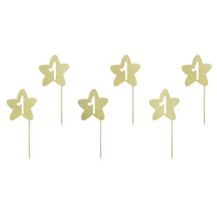 Décor de gâteau : 6 étoiles premier anniversaire 1st Birthda