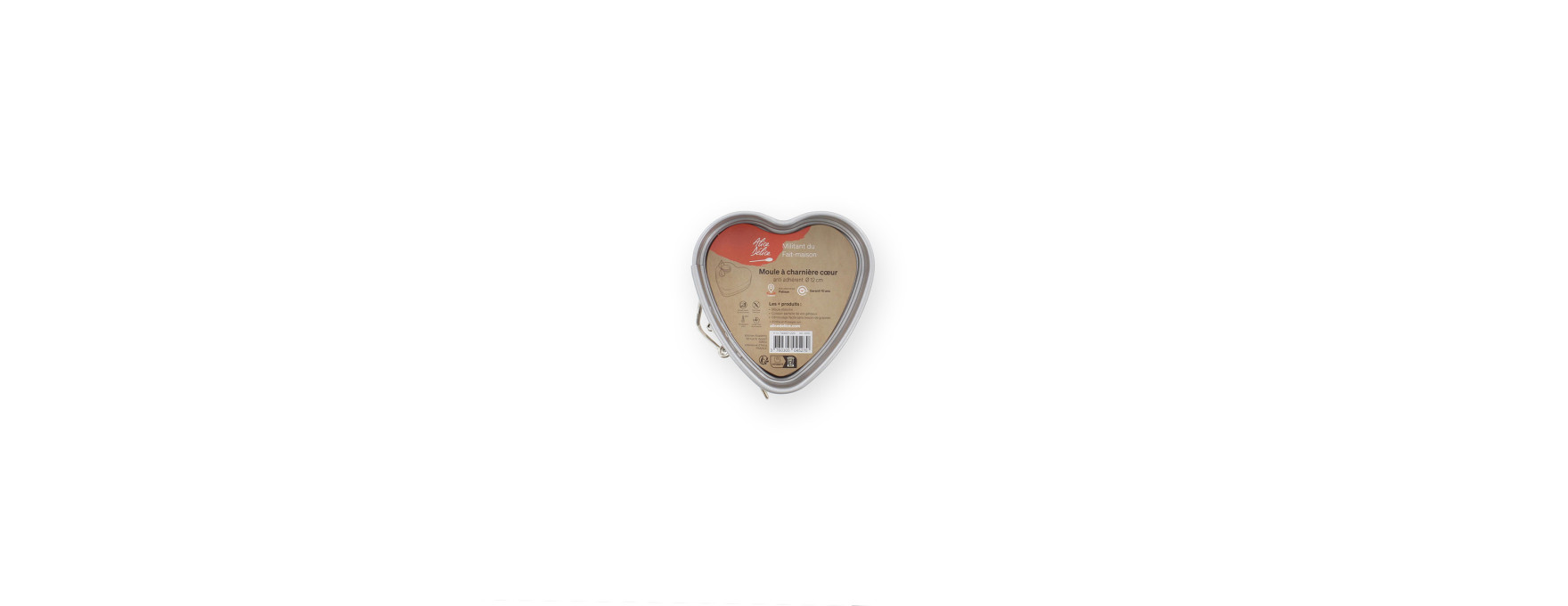 Moule à charnière coeur en métal anti adhérent 12 cm - Alice