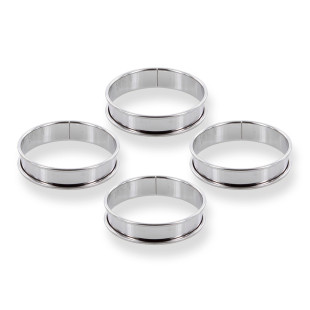 4 cercles à tartelette en inox 8 cm hauteur 2 cm 4 cercles à tartelette en inox 8 cm hauteur 2 cm