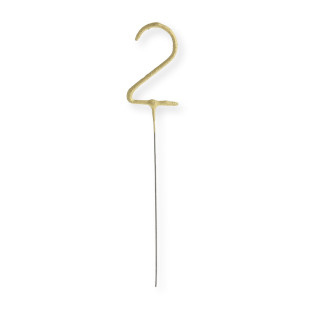 Bougie scintillante dorée : chiffre 2 - Wondercandle