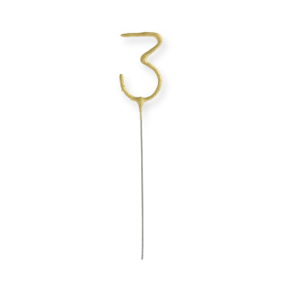 Bougie scintillante dorée : chiffre 3 - Wondercandle