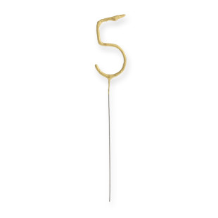 Bougie scintillante dorée : chiffre 5 - Wondercandle