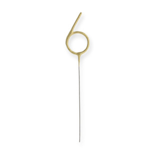Bougie scintillante dorée : chiffre 6 - Wondercandle
