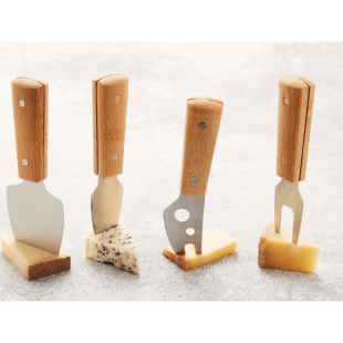 Set 4 couteaux à fromage avec manche en bambou FSC - Point V