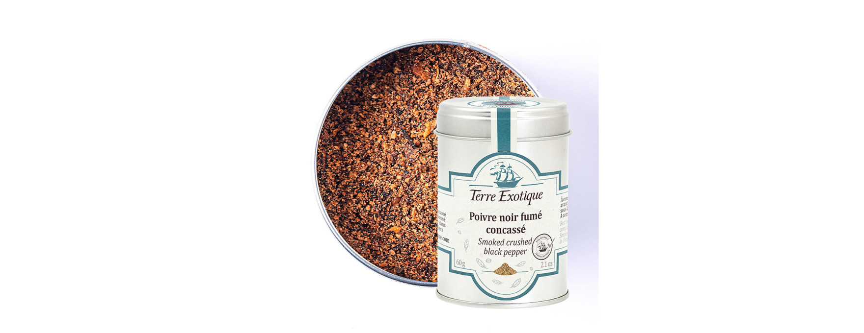 Poivre noir fumé concassé 60 gr - Terre Exotique