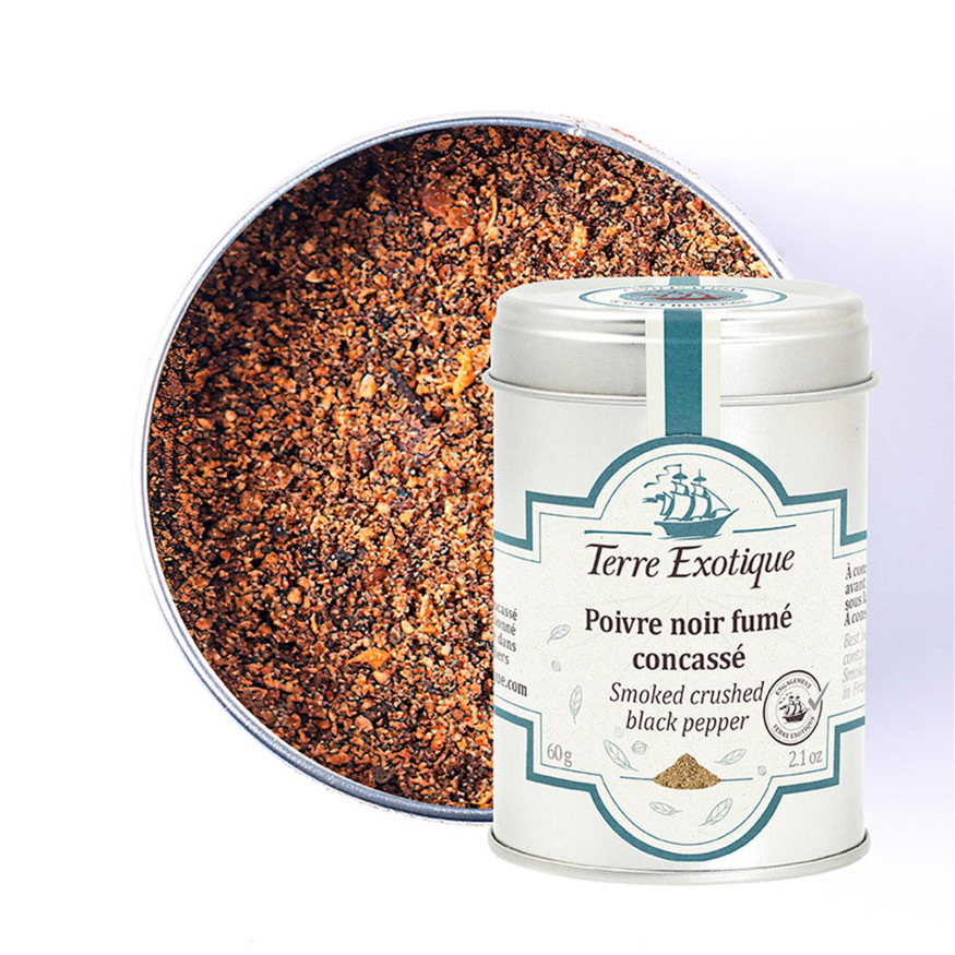 Poivre noir fumé concassé 60 gr - Terre Exotique