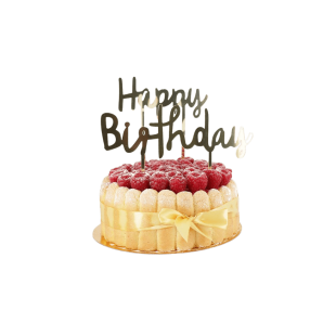 Décor de gâteau : happy birthday doré - Patisdecor