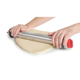 Rouleau à pâtisserie en inox réglable avec 8 anneaux 34 cm -