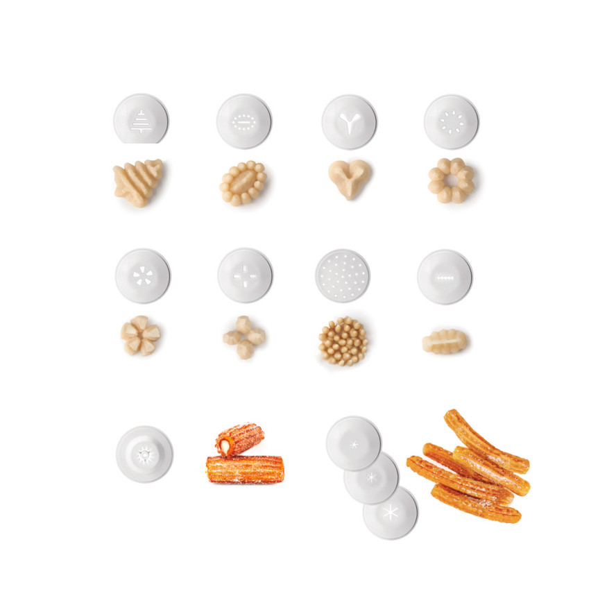 Presse à churros, chichis et biscuits avec 12 disques 650 ml