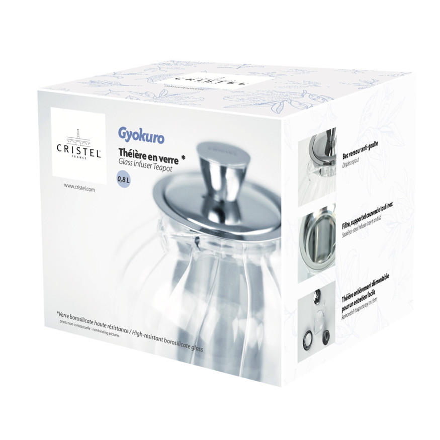 Théière transparente en verre et inox Gyokuro 1.20 l - Crist