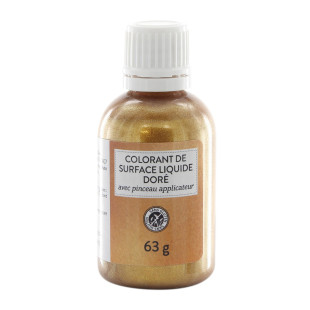 Colorant alimentaire de surface liquide avec pinceau : doré