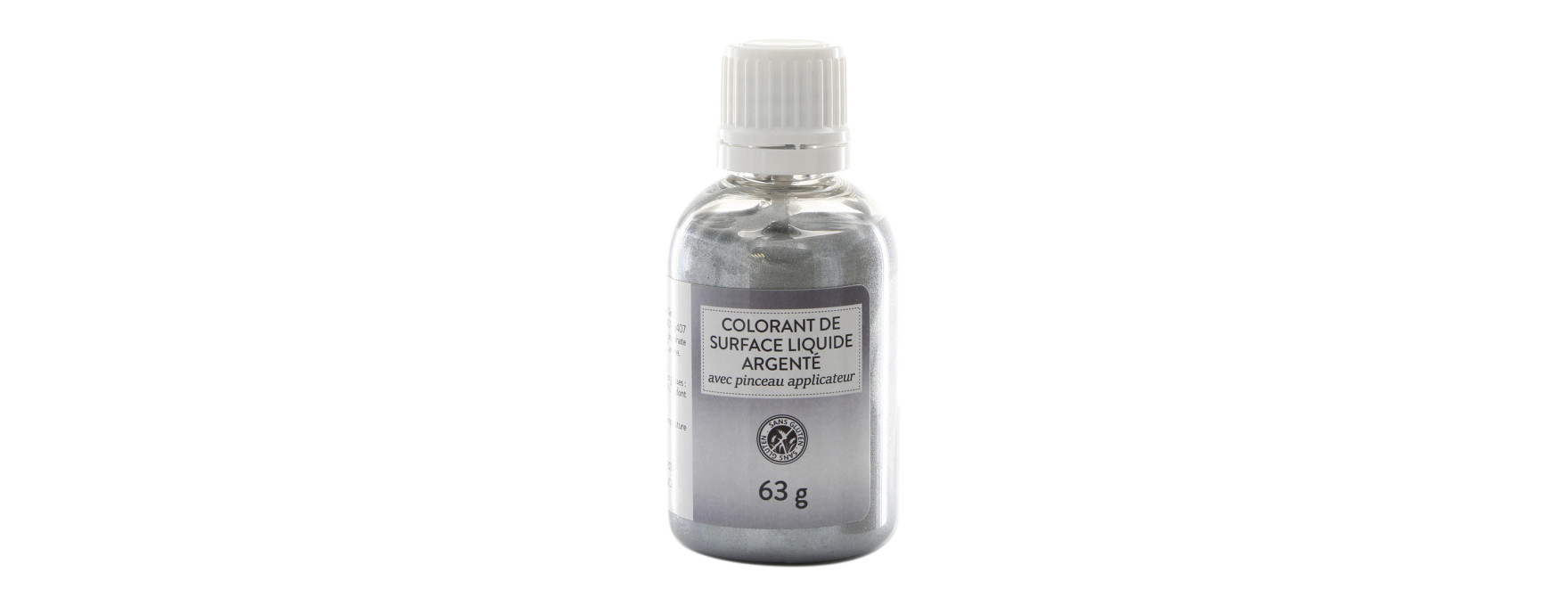 Colorant alimentaire de surface liquide avec pinceau argenté