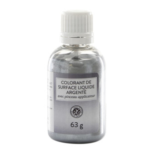 Colorant alimentaire de surface liquide avec pinceau argenté