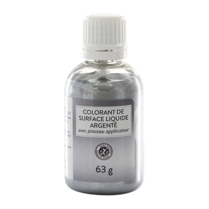 Colorant alimentaire de surface liquide avec pinceau argenté