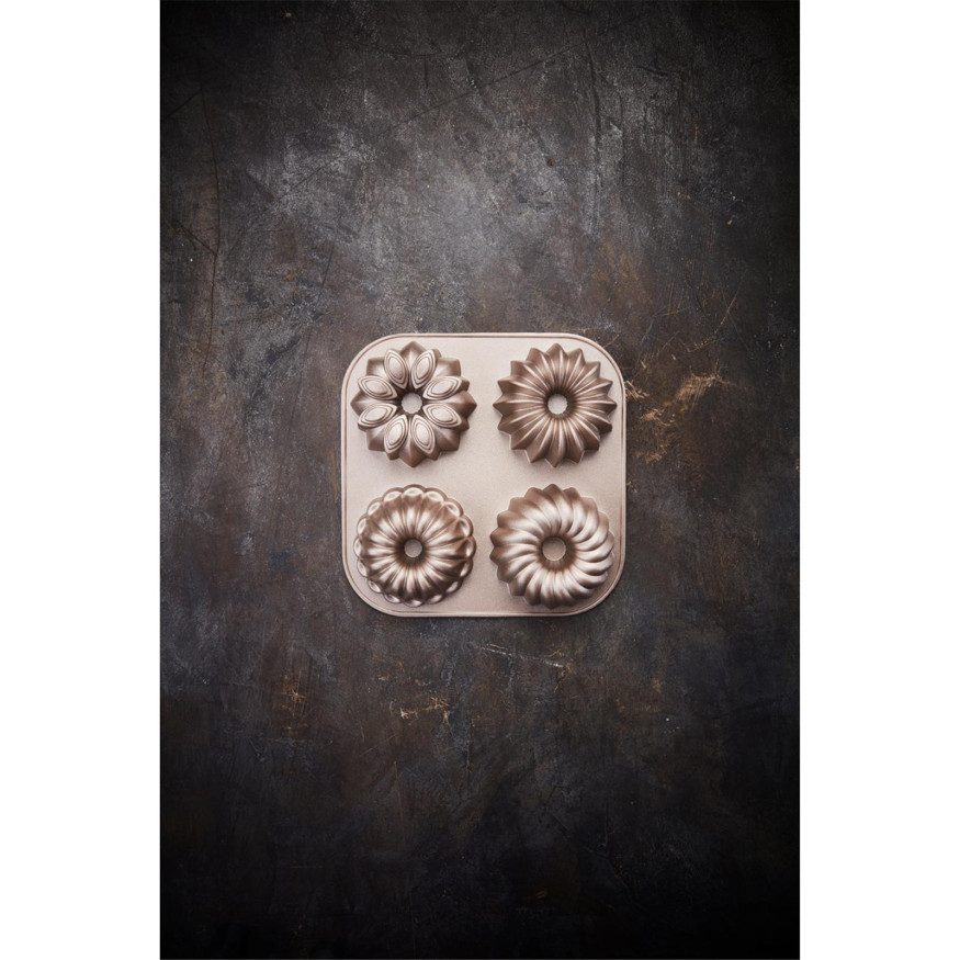 Moule bundt cake : Contoura Belissima 4 gâteaux 10 cm en fon