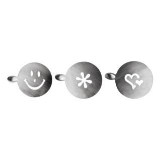 Lot de 3 pochoirs pour décorations de boissons chaudes en in